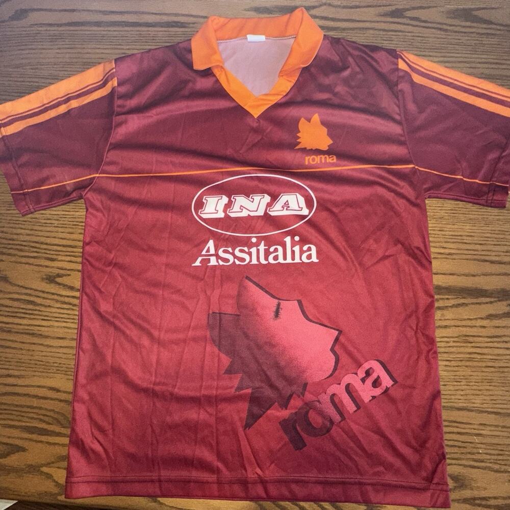AS Roma‎ Jersey Balbo 10 Vintage Style Soccer Shirt Red Orange Large